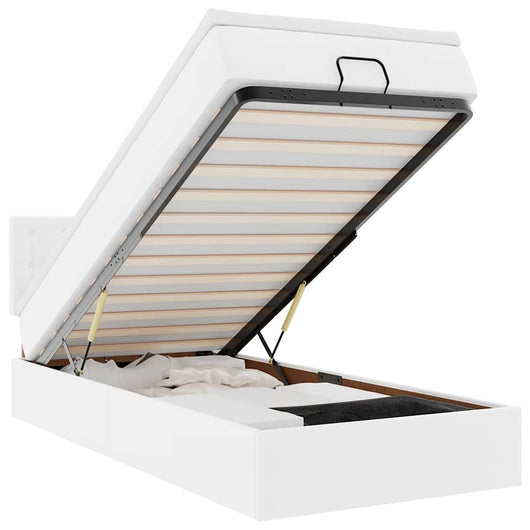 vidaXL Letto Pouf con Materasso Bianco 80x200 cm Similpelle