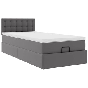 vidaXL Letto Pouf con Materasso Grigio 80x200 cm Similpelle
