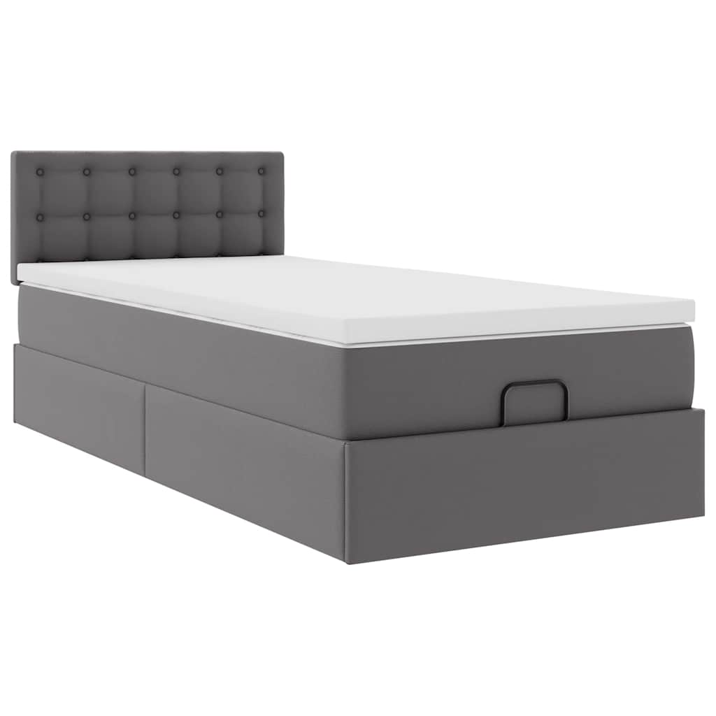 Letto Pouf con Materasso Grigio 80x200 cm Similpelle 3311276