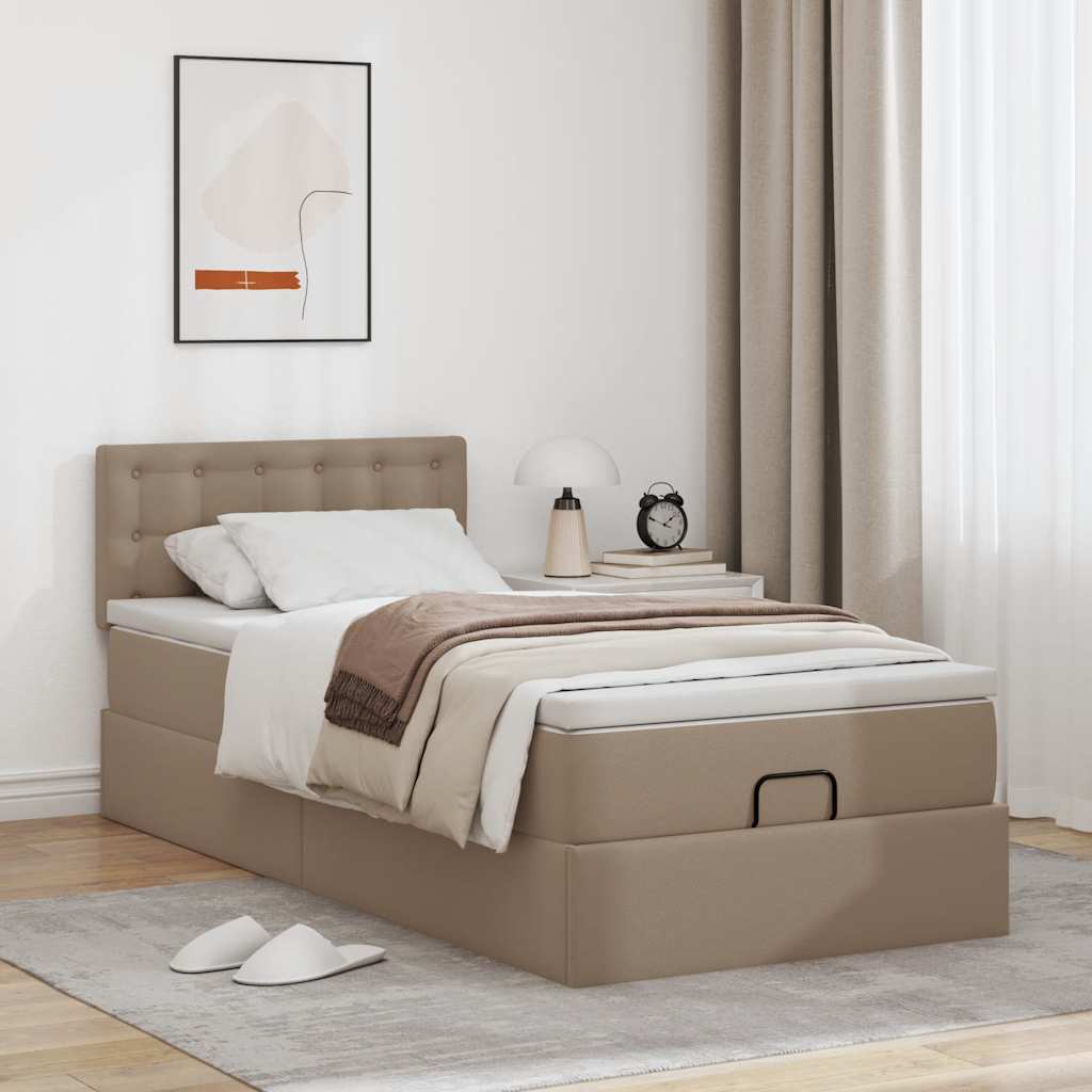 vidaXL Letto Pouf con Materasso Cappucino 80x200 cm Similpelle