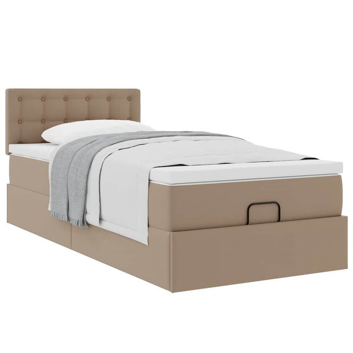 vidaXL Letto Pouf con Materasso Cappucino 80x200 cm Similpelle