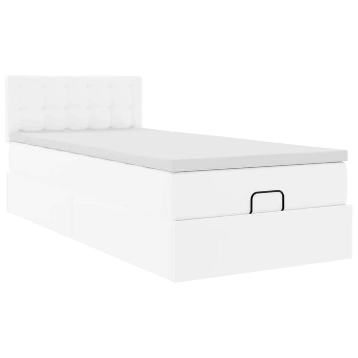 vidaXL Letto Pouf con Materasso Bianco 90x190 cm Similpelle