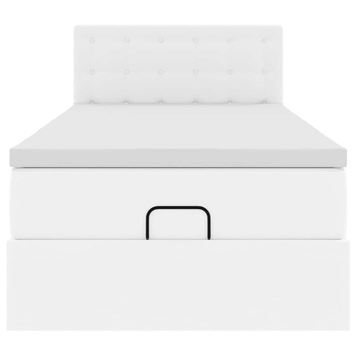 vidaXL Letto Pouf con Materasso Bianco 90x190 cm Similpelle