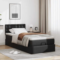 vidaXL Letto Pouf con Materasso Nero 90x200 cm Similpelle