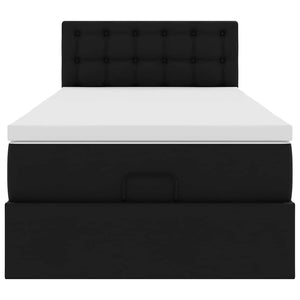 Letto Pouf con Materasso Nero 90x200 cm Similpelle 3311283