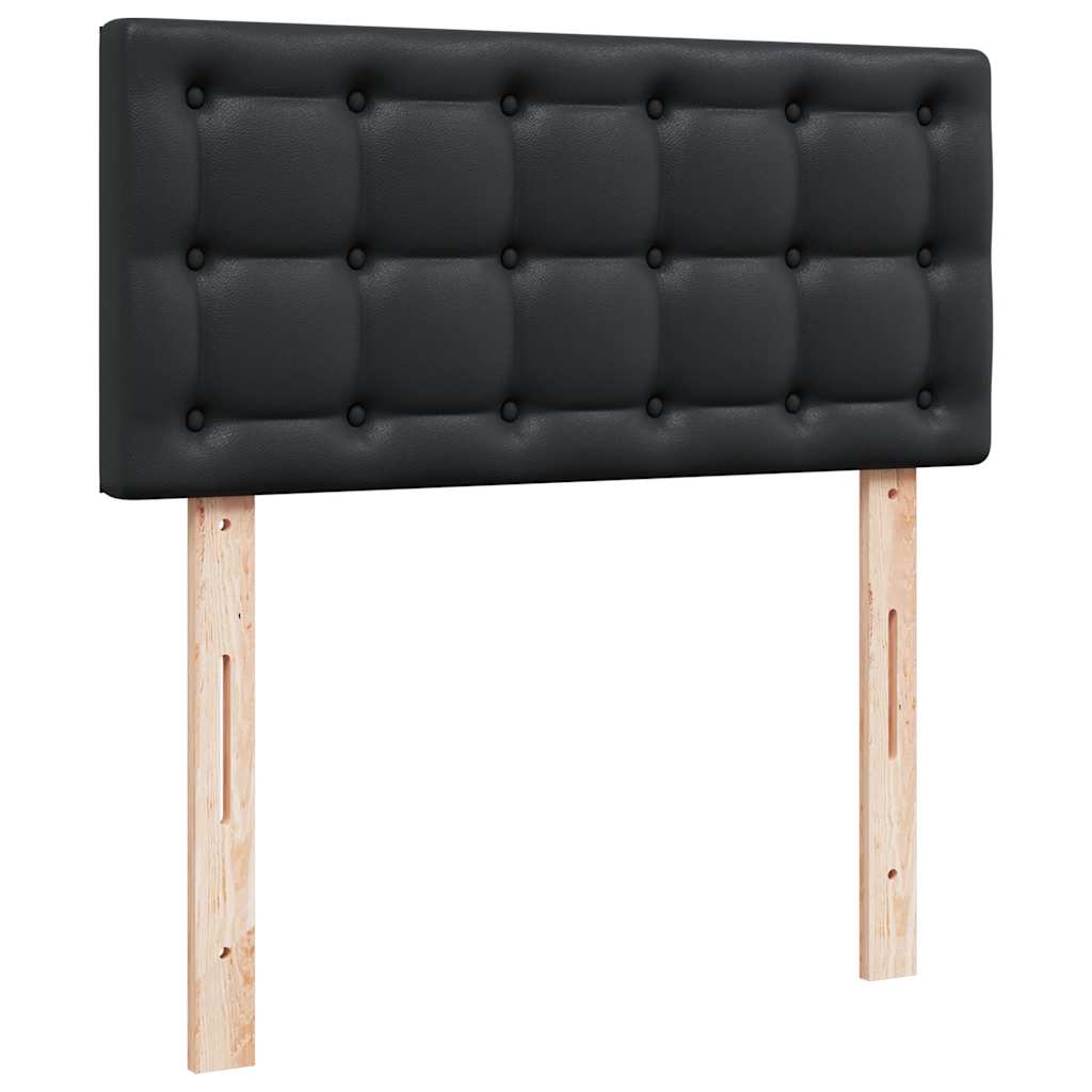 vidaXL Letto Pouf con Materasso Nero 90x200 cm Similpelle