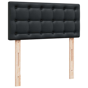 vidaXL Letto Pouf con Materasso Nero 90x200 cm Similpelle