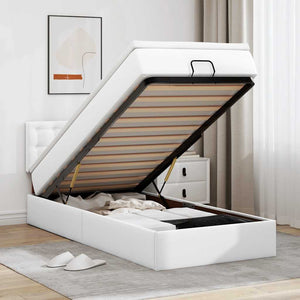 Letto Pouf con Materasso Bianco 90x200 cm Similpelle 3311284