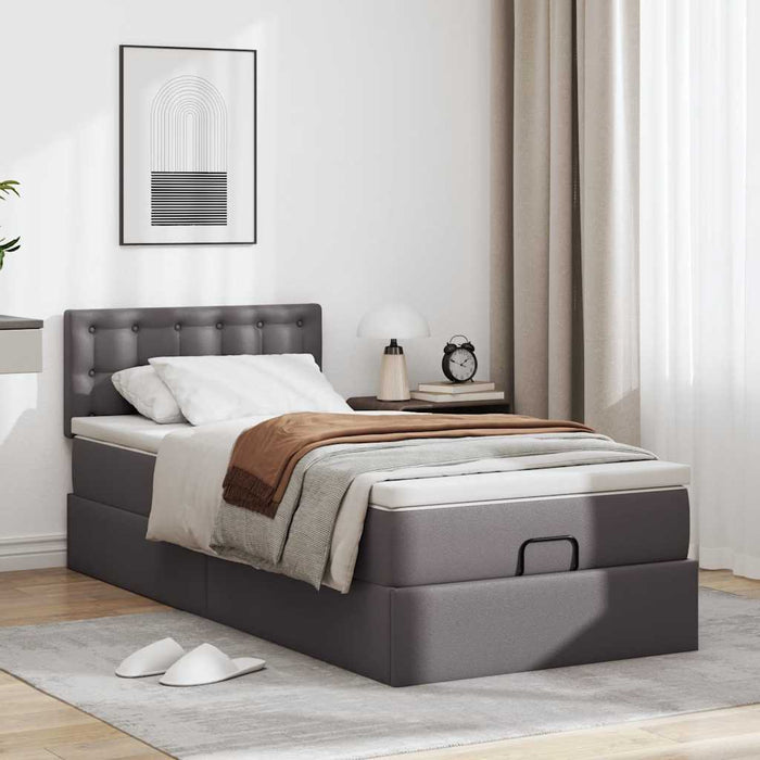 Letto Pouf con Materasso Grigio 90x200 cm Similpelle 3311286