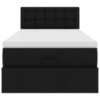 vidaXL Letto Pouf con Materasso Nero 100x200 cm Similpelle