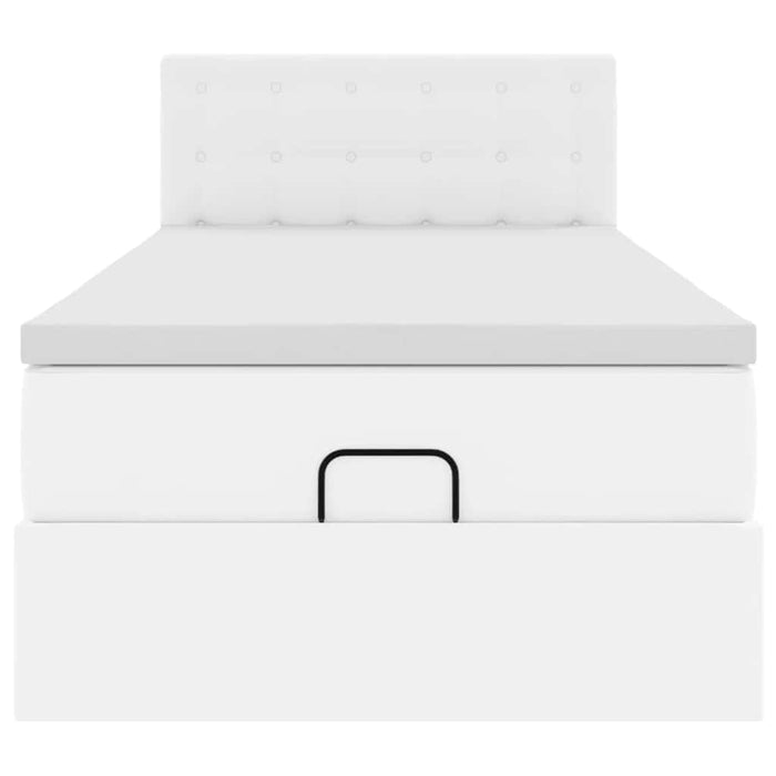 vidaXL Letto Pouf con Materasso Bianco 100x200 cm Similpelle