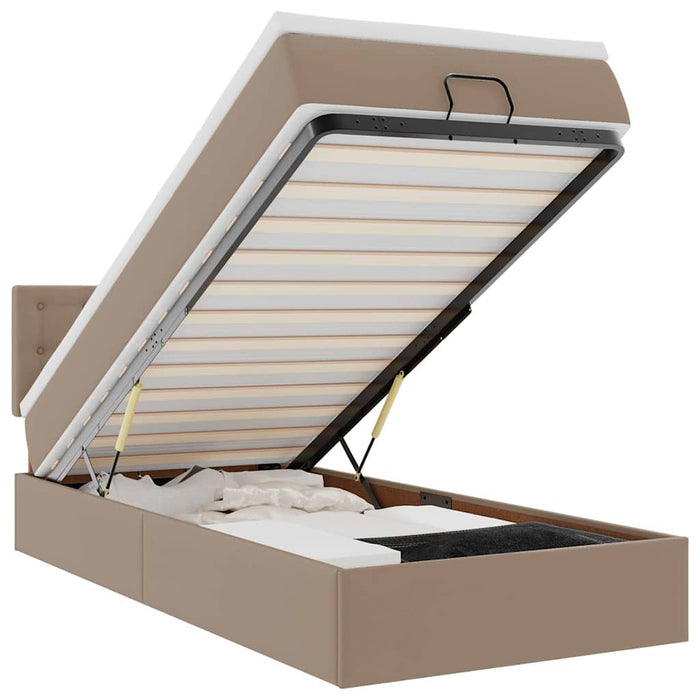 Letto Pouf con Materasso Cappucino 100x200 cm Similpelle