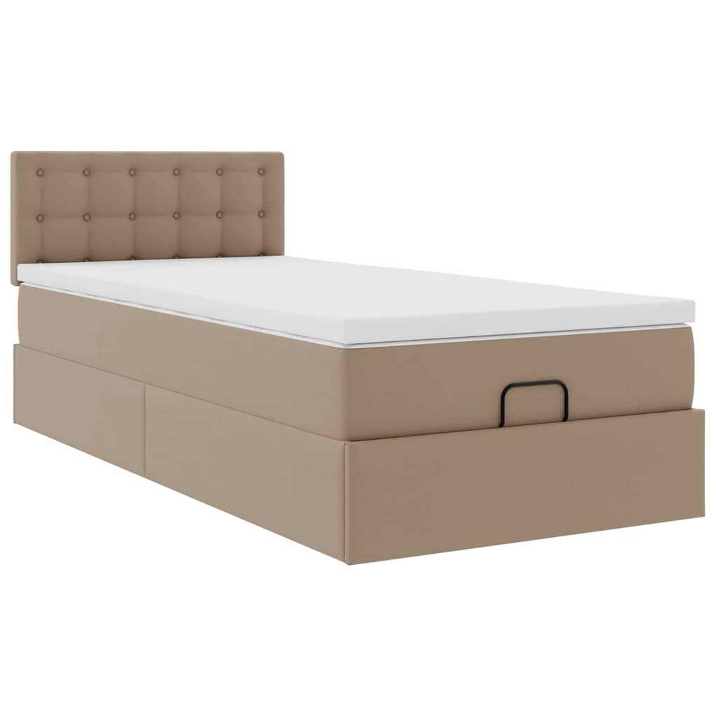 Letto Pouf con Materasso Cappucino 100x200 cm Similpelle