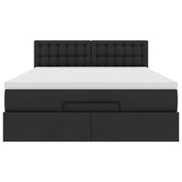 Struttura Letto Pouf con Materasso Nero 140x190 cm Similpelle 3311303