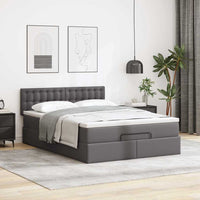 vidaXL Struttura Letto Pouf con Materasso Grigio 140x200 cm Similpelle