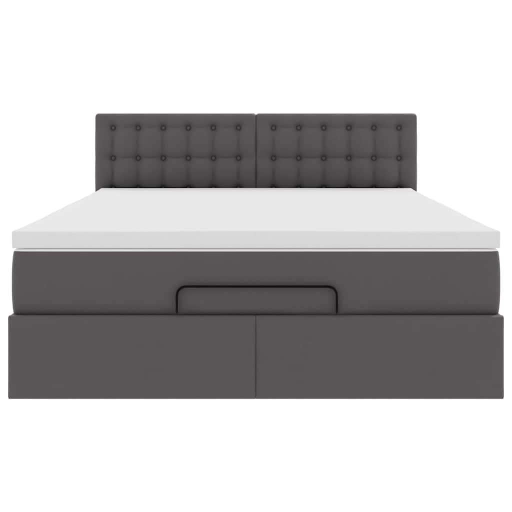 vidaXL Struttura Letto Pouf con Materasso Grigio 140x200 cm Similpelle