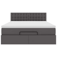 vidaXL Struttura Letto Pouf con Materasso Grigio 140x200 cm Similpelle