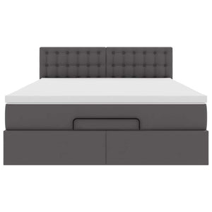 vidaXL Struttura Letto Pouf con Materasso Grigio 140x200 cm Similpelle