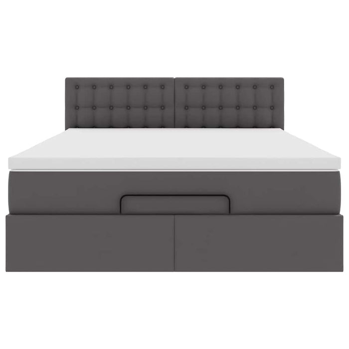 vidaXL Struttura Letto Pouf con Materasso Grigio 140x200 cm Similpelle