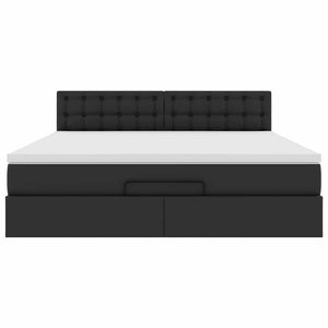 vidaXL Struttura Letto Pouf con Materasso Nero 160x200 cm Similpelle