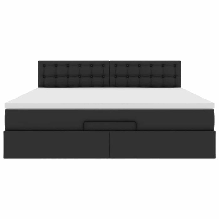 vidaXL Struttura Letto Pouf con Materasso Nero 160x200 cm Similpelle