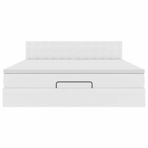 Struttura Letto Pouf con Materasso Bianco 160x200 cm Similpelle