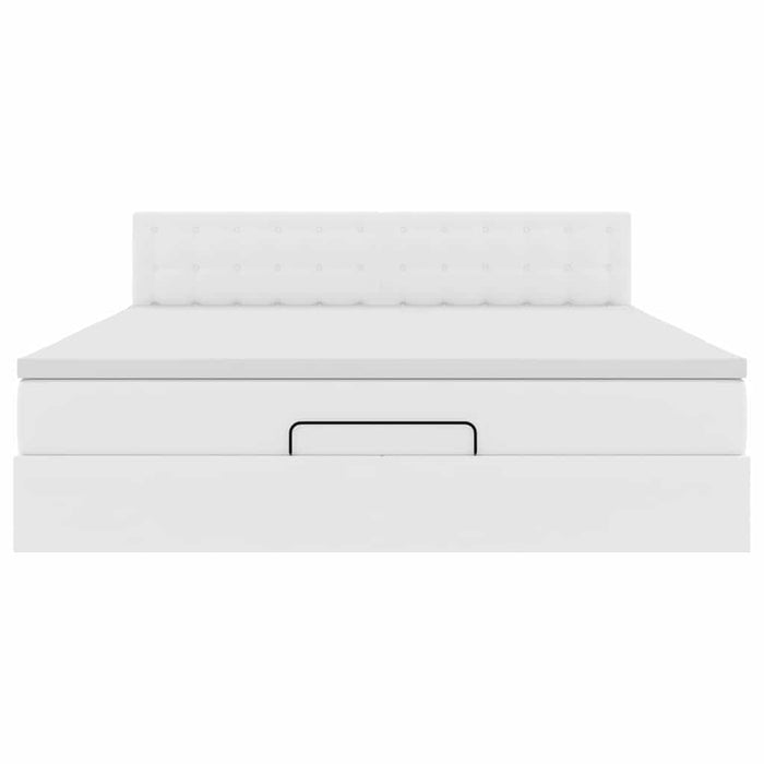 Struttura Letto Pouf con Materasso Bianco 160x200 cm Similpelle