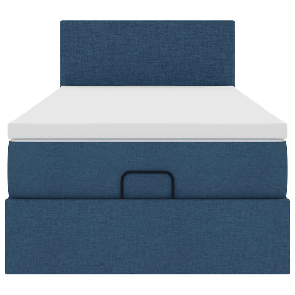Struttura Letto Pouf con Materasso Blu 80x200 cm in Tessuto 3311337