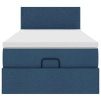 Struttura Letto Pouf con Materasso Blu 80x200 cm in Tessuto 3311337