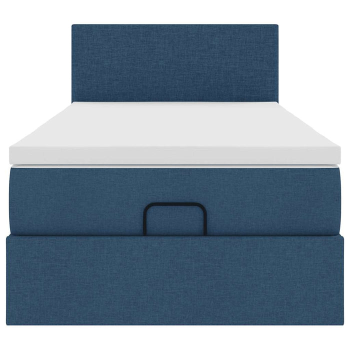 Struttura Letto Pouf con Materasso Blu 90x190 cm in Tessuto 3311344