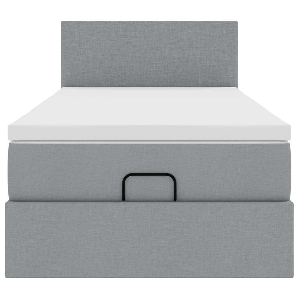 vidaXL Pouf Letto con Materasso Grigio Chiaro 90x200 cm in Tessuto