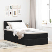 vidaXL Pouf Letto con Materasso Nero 90x200 cm in Tessuto