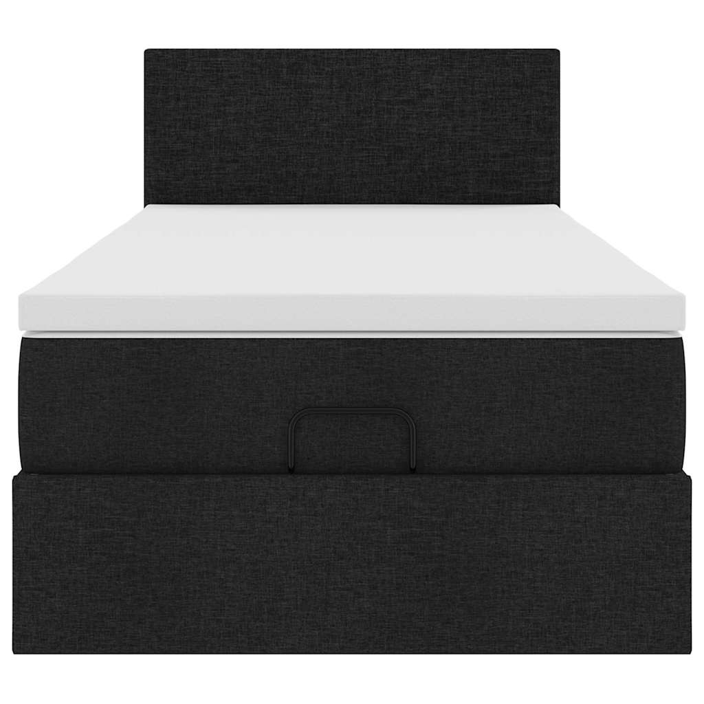 vidaXL Pouf Letto con Materasso Nero 90x200 cm in Tessuto