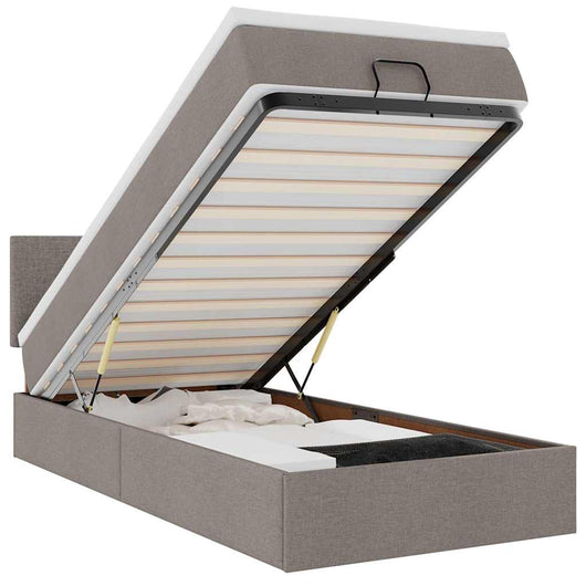 vidaXL Pouf Letto con Materasso Tortora 90x200 cm in Tessuto