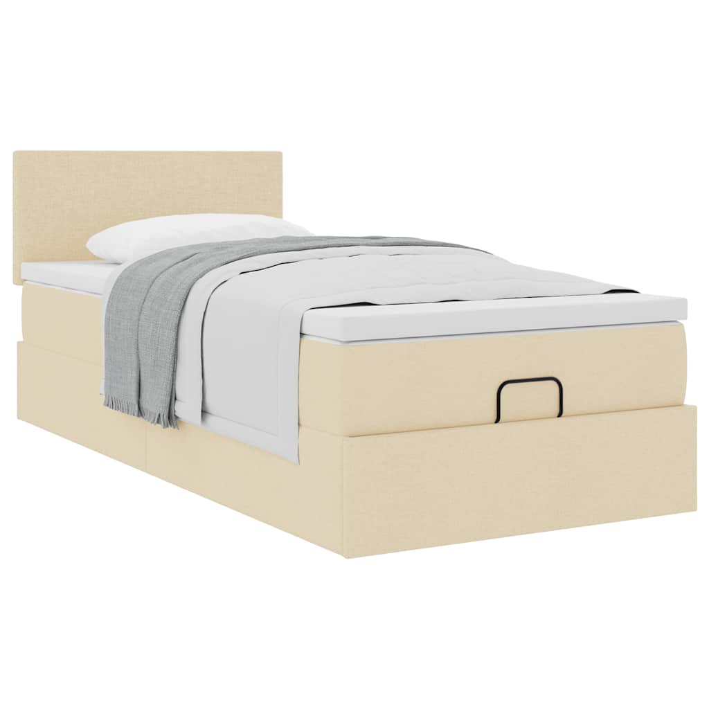 vidaXL Pouf Letto con Materasso Crema 90x200 cm in Tessuto