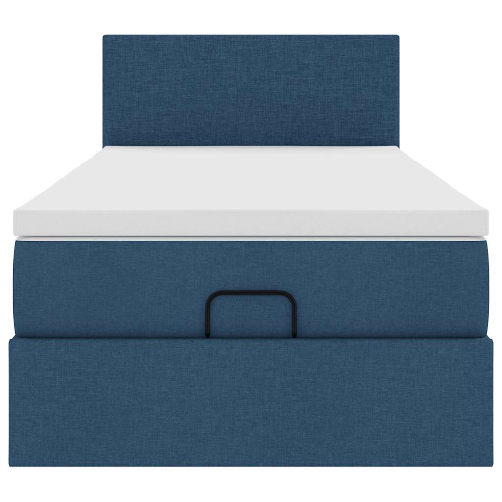 vidaXL Pouf Letto con Materasso Blu 90x200 cm in Tessuto