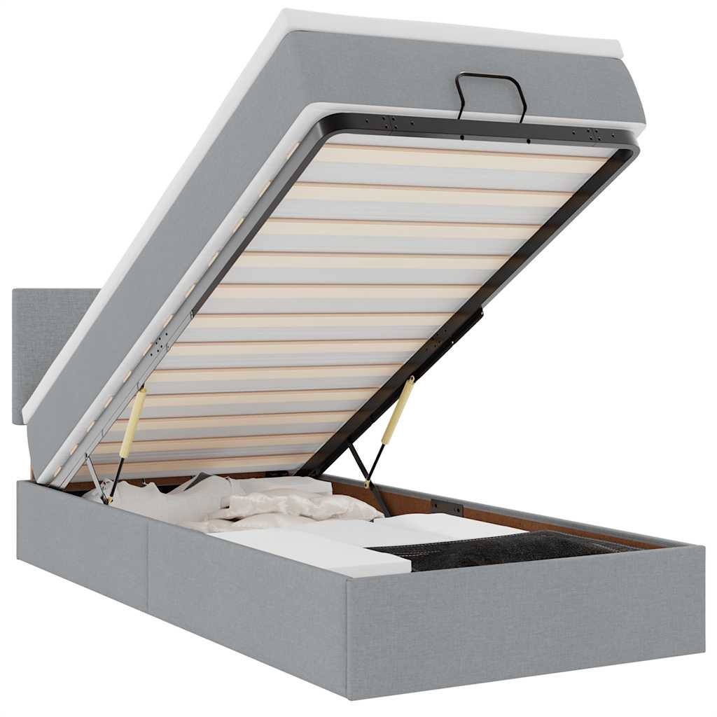 vidaXL Pouf Letto con Materasso Grigio Chiaro 100x200 cm in Tessuto