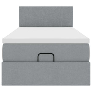 vidaXL Pouf Letto con Materasso Grigio Chiaro 100x200 cm in Tessuto
