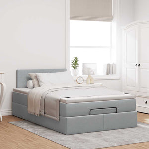 Pouf Letto con Materasso Grigio Chiaro 120x190 cm in Tessuto 3311359