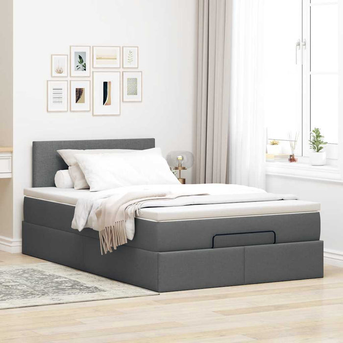 Pouf Letto con Materasso Grigio Scuro 120x190 cm in Tessuto 3311360
