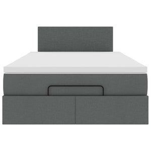 Pouf Letto con Materasso Grigio Scuro 120x190 cm in Tessuto