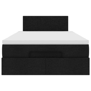 Pouf Letto con Materasso Nero 120x190 cm in Tessuto