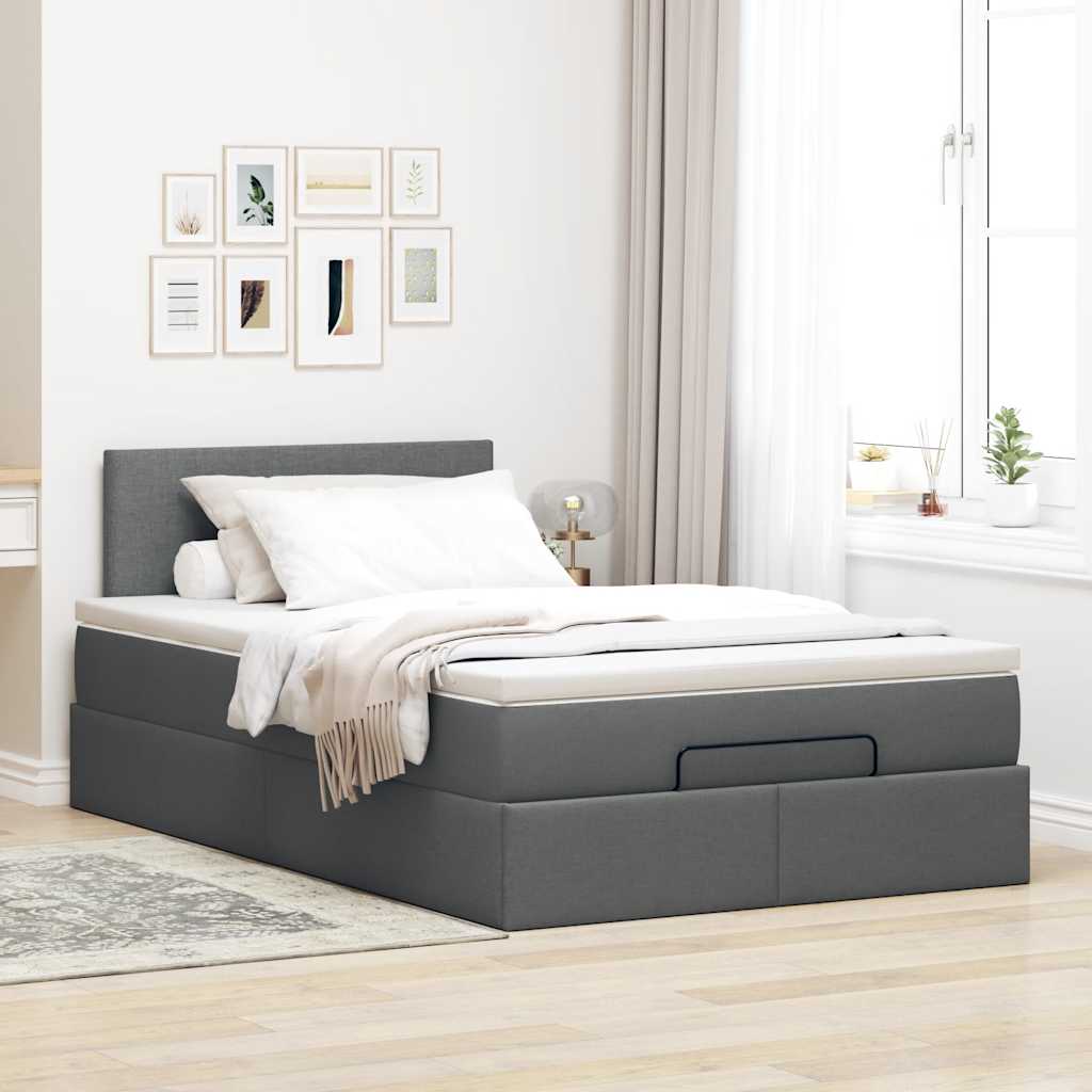 vidaXL Pouf Letto con Materasso Grigio Scuro 120x200 cm in Tessuto