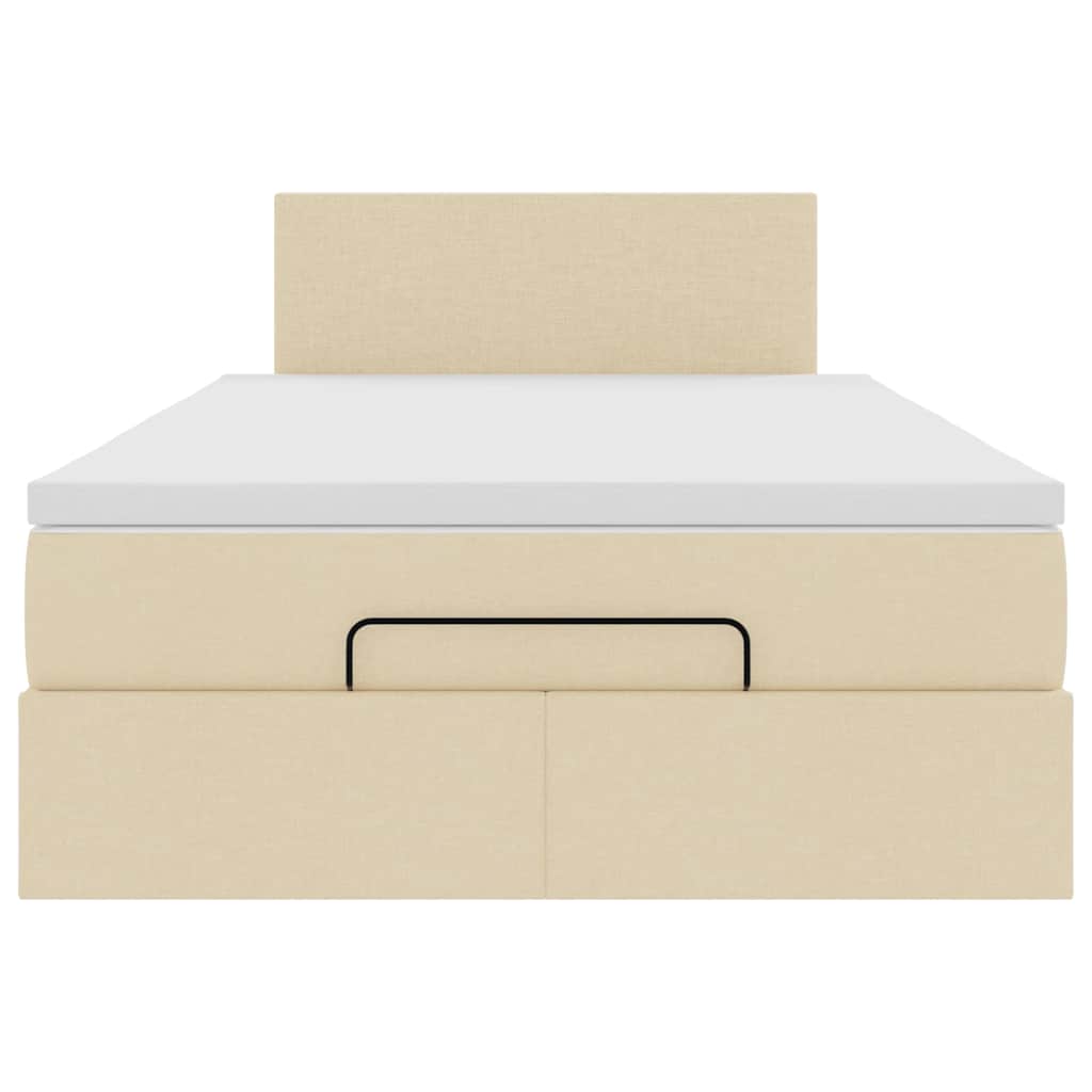vidaXL Struttura Letto Pouf con Materasso Crema 120x200 cm in Tessuto