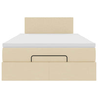 vidaXL Struttura Letto Pouf con Materasso Crema 120x200 cm in Tessuto