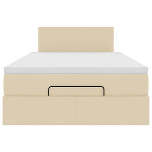 vidaXL Struttura Letto Pouf con Materasso Crema 120x200 cm in Tessuto