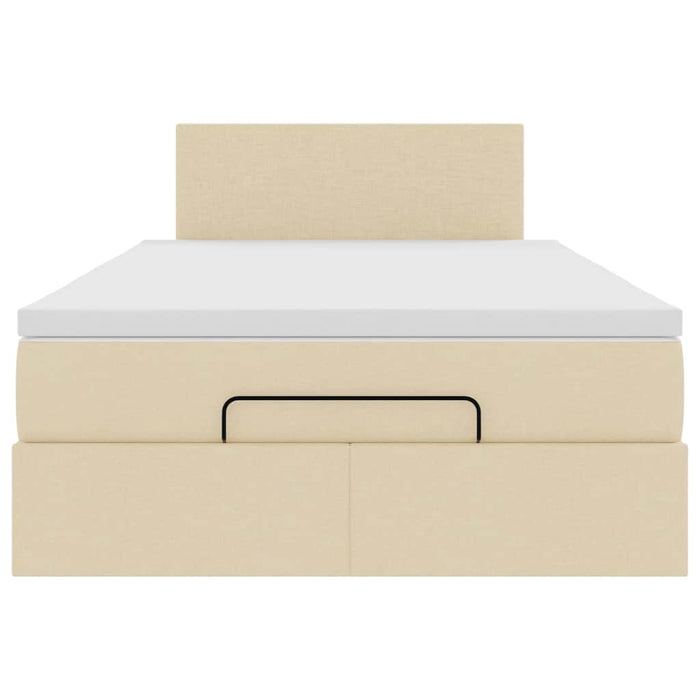 vidaXL Struttura Letto Pouf con Materasso Crema 120x200 cm in Tessuto