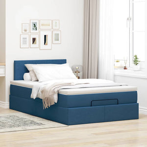 vidaXL Pouf Letto con Materasso Blu 120x200 cm in Tessuto