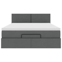 Pouf Letto con Materasso Grigio Scuro 140x190 cm in Tessuto