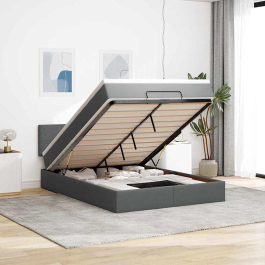 Pouf Letto con Materasso Grigio Scuro 140x190 cm in Tessuto 3311374